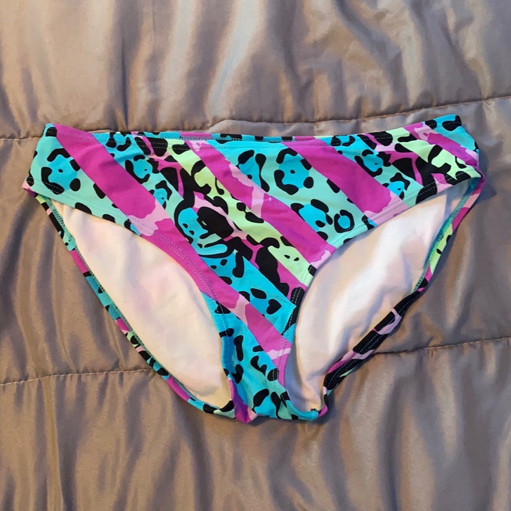 purple blue and green cheetah print bottoms